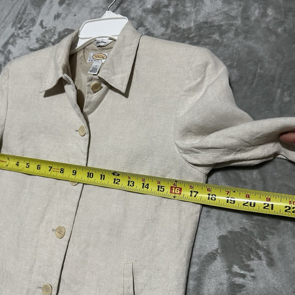 Vintage Talbots Petites 100% Irish Linen Blazer Jacket Womens 4P Ivory Old Money - Picture 8 of 10